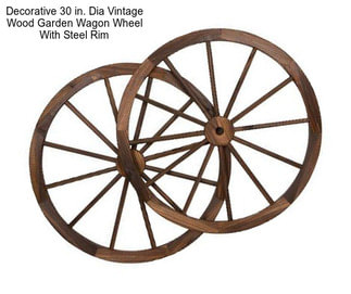 Decorative 30 in. Dia Vintage Wood Garden Wagon Wheel With Steel Rim