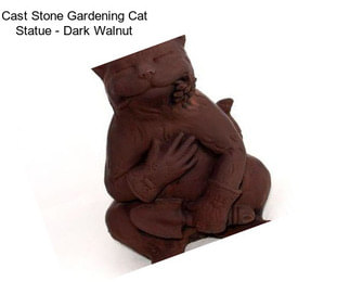 Cast Stone Gardening Cat Statue - Dark Walnut
