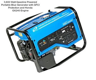 3,600 Watt Gasoline Powered Portable Blue Generator with GFCI Protection and Honda GX240 Engine