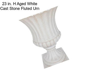 23 in. H Aged White Cast Stone Fluted Urn