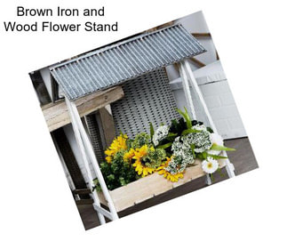 Brown Iron and Wood Flower Stand