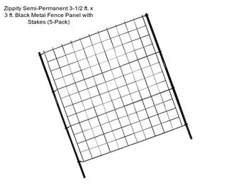 Zippity Semi-Permanent 3-1/2 ft. x 3 ft. Black Metal Fence Panel with Stakes (5-Pack)