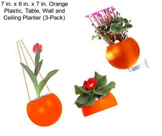 7 in. x 6 in. x 7 in. Orange Plastic, Table, Wall and Ceiling Planter (3-Pack)