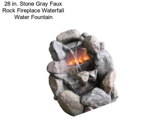 28 in. Stone Gray Faux Rock Fireplace Waterfall Water Fountain