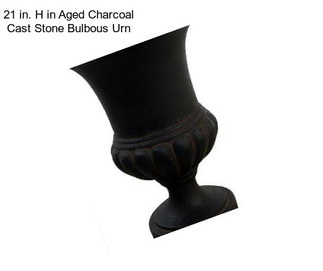 21 in. H in Aged Charcoal Cast Stone Bulbous Urn