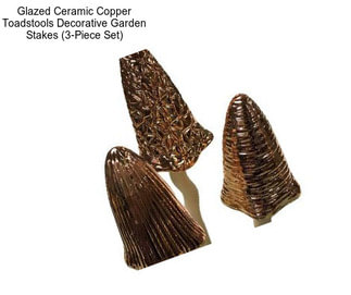 Glazed Ceramic Copper Toadstools Decorative Garden Stakes (3-Piece Set)