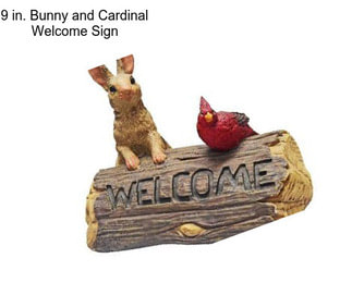 9 in. Bunny and Cardinal Welcome Sign