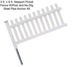 3 ft. x 6 ft. Newport Picket Fence W/Post and No-Dig Steel Pipe Anchor Kit