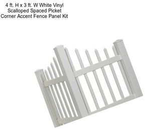 4 ft. H x 3 ft. W White Vinyl Scalloped Spaced Picket Corner Accent Fence Panel Kit