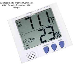 Wireless Digital Thermo-Hygrometer with 1 Remote Sensor and 90 ft. Range