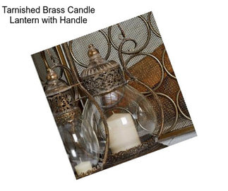 Tarnished Brass Candle Lantern with Handle