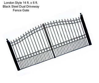 London Style 14 ft. x 6 ft. Black Steel Dual Driveway Fence Gate