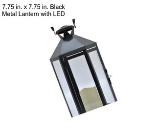 7.75 in. x 7.75 in. Black Metal Lantern with LED