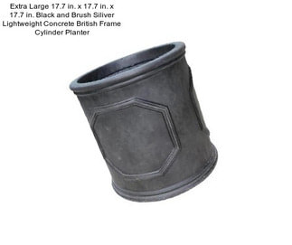 Extra Large 17.7 in. x 17.7 in. x 17.7 in. Black and Brush Siliver Lightweight Concrete British Frame Cylinder Planter