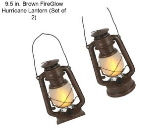 9.5 in. Brown FireGlow Hurricane Lantern (Set of 2)