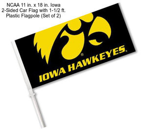 NCAA 11 in. x 18 in. Iowa 2-Sided Car Flag with 1-1/2 ft. Plastic Flagpole (Set of 2)