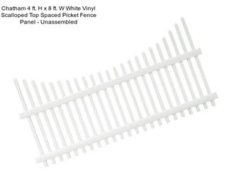 Chatham 4 ft. H x 8 ft. W White Vinyl Scalloped Top Spaced Picket Fence Panel - Unassembled