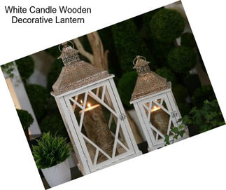 White Candle Wooden Decorative Lantern