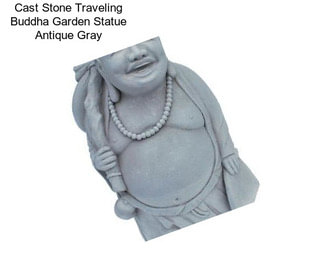 Cast Stone Traveling Buddha Garden Statue Antique Gray