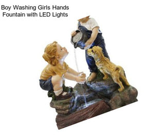 Boy Washing Girls Hands Fountain with LED Lights