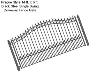 Prague Style 14 ft. x 6 ft. Black Steel Single Swing Driveway Fence Gate