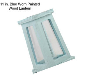 11 in. Blue Worn Painted Wood Lantern