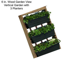 6 in. Wood Garden View Vertical Garden with 3 Planters