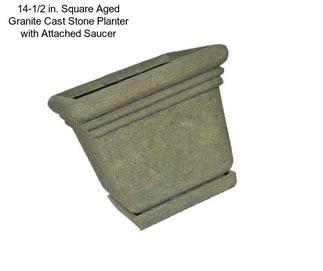 14-1/2 in. Square Aged Granite Cast Stone Planter with Attached Saucer