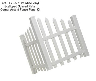 4 ft. H x 3.5 ft. W White Vinyl Scalloped Spaced Picket Corner Accent Fence Panel Kit