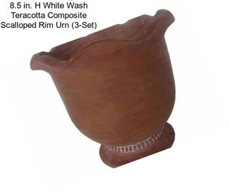 8.5 in. H White Wash Teracotta Composite Scalloped Rim Urn (3-Set)
