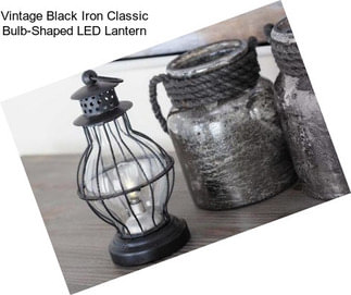 Vintage Black Iron Classic Bulb-Shaped LED Lantern