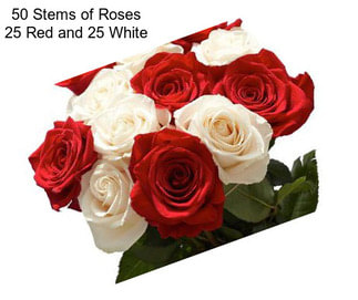 50 Stems of Roses 25 Red and 25 White