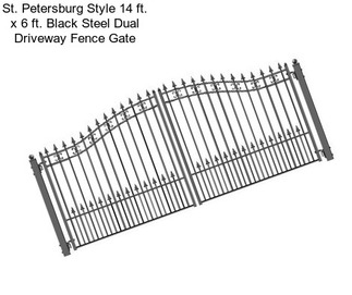 St. Petersburg Style 14 ft. x 6 ft. Black Steel Dual Driveway Fence Gate