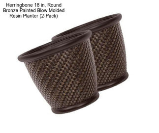 Herringbone 18 in. Round Bronze Painted Blow Molded Resin Planter (2-Pack)