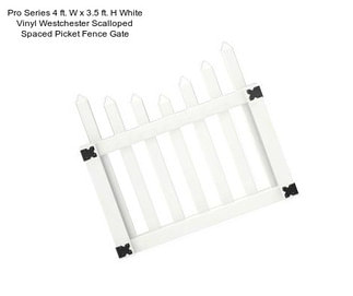 Pro Series 4 ft. W x 3.5 ft. H White Vinyl Westchester Scalloped Spaced Picket Fence Gate