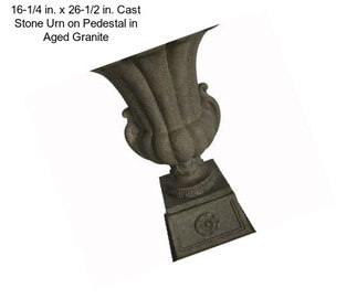 16-1/4 in. x 26-1/2 in. Cast Stone Urn on Pedestal in Aged Granite