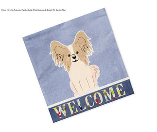 11 in. x 15-1/2 in. Polyester Papillon Sable White Welcome 2-Sided 2-Ply Garden Flag