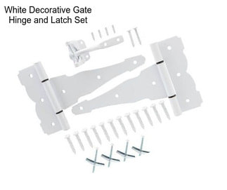 White Decorative Gate Hinge and Latch Set