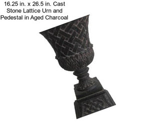16.25 in. x 26.5 in. Cast Stone Lattice Urn and Pedestal in Aged Charcoal