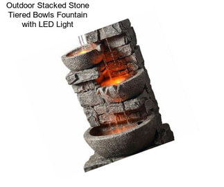Outdoor Stacked Stone Tiered Bowls Fountain with LED Light