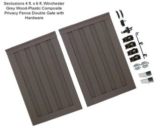 Seclusions 4 ft. x 6 ft. Winchester Grey Wood-Plastic Composite Privacy Fence Double Gate with Hardware