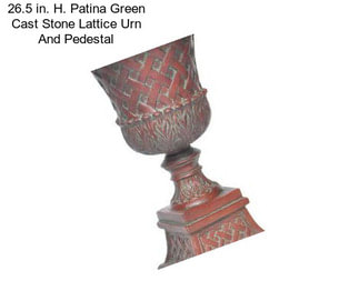 26.5 in. H. Patina Green Cast Stone Lattice Urn And Pedestal