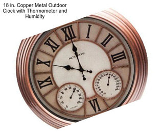 18 in. Copper Metal Outdoor Clock with Thermometer and Humidity