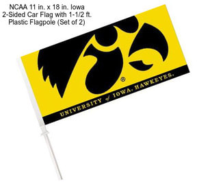 NCAA 11 in. x 18 in. Iowa 2-Sided Car Flag with 1-1/2 ft. Plastic Flagpole (Set of 2)
