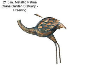 21.5 in. Metallic Patina Crane Garden Statuary - Preening
