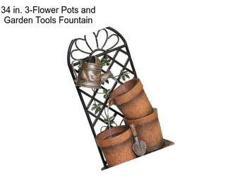 34 in. 3-Flower Pots and Garden Tools Fountain