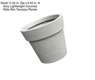 Small 11.02 in. Dia x 9.45 in. H Grey Lightweight Concrete Wide Rim Terrazzo Planter