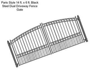 Paris Style 14 ft. x 6 ft. Black Steel Dual Driveway Fence Gate