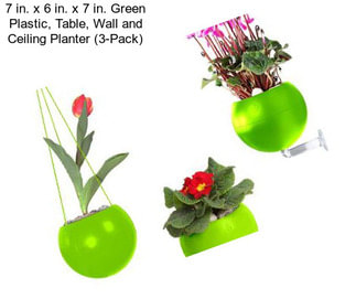 7 in. x 6 in. x 7 in. Green Plastic, Table, Wall and Ceiling Planter (3-Pack)