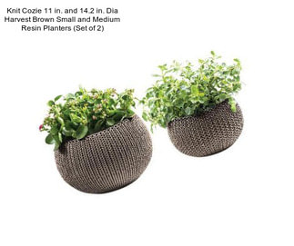 Knit Cozie 11 in. and 14.2 in. Dia Harvest Brown Small and Medium Resin Planters (Set of 2)